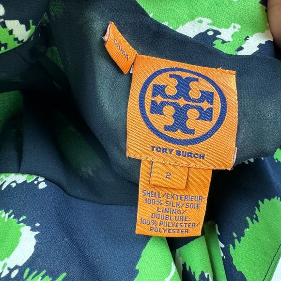 Tory Burch‎ Eloriane Green Halter Neck Floral Silk Midi Dress Size 2 - Picture 9 of 15